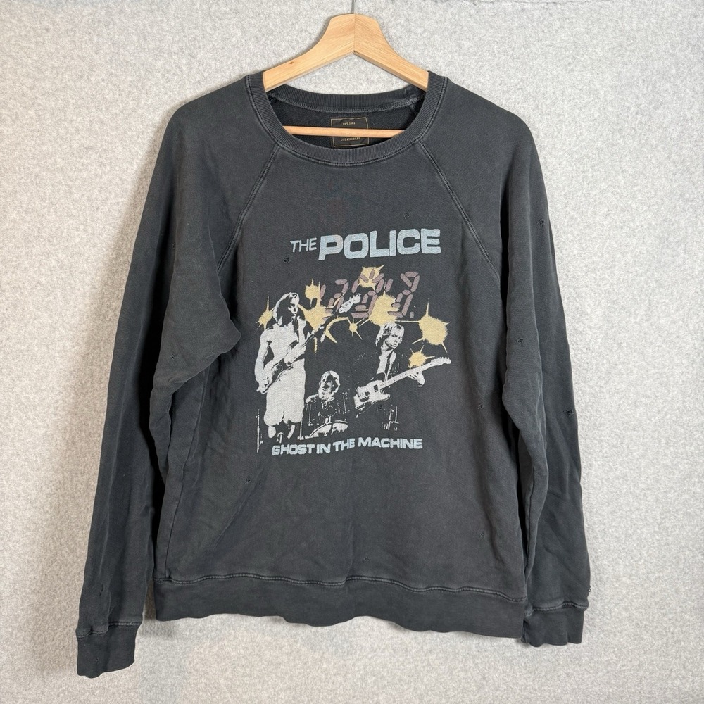 Retrobrand The Police Sweatshirt Womens Small Black Pullover Distressed Band